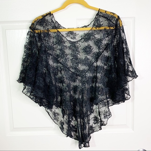Blue Life Black Lace Sheer Top/ Cover Up - Picture 3 of 6